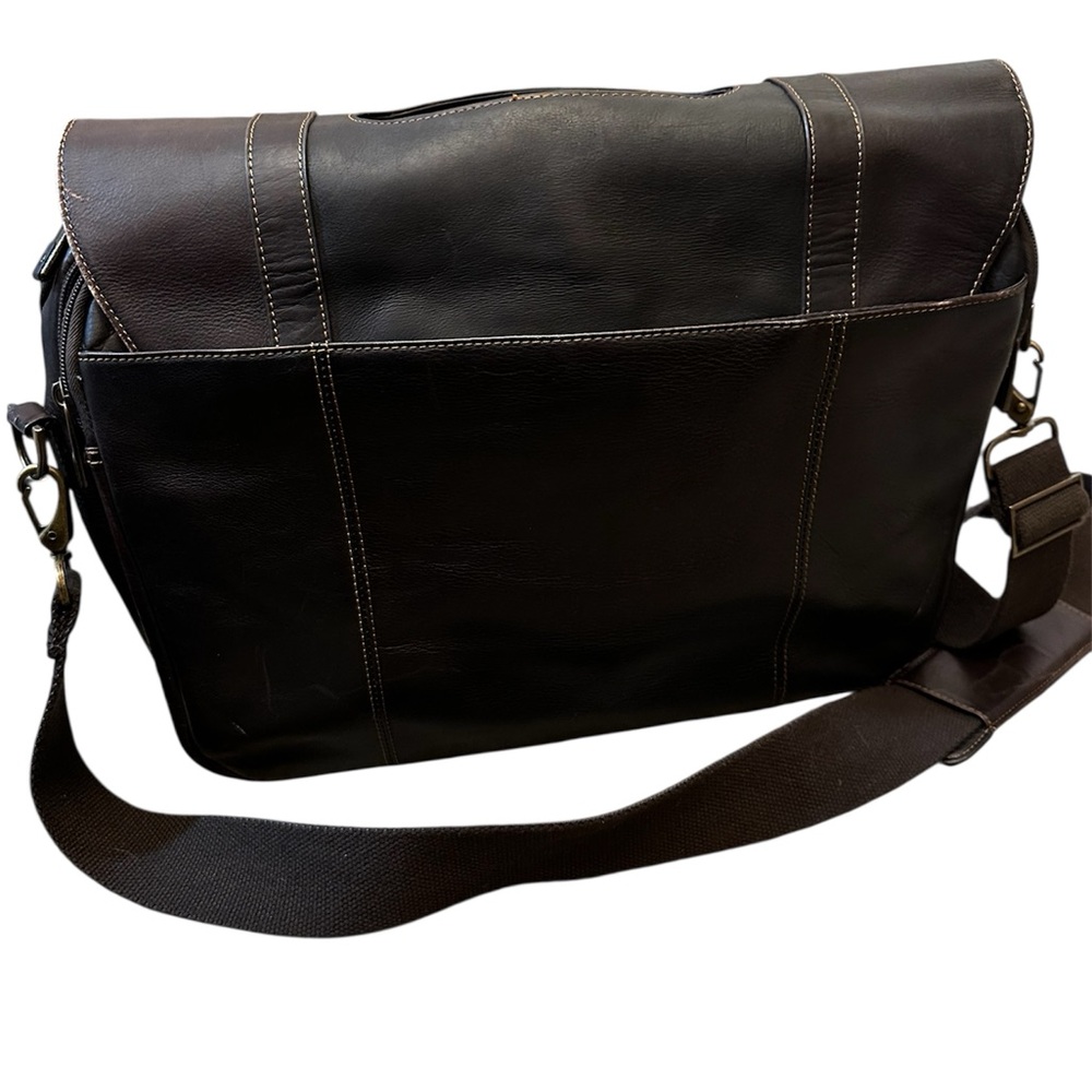 Samsonite Colombian Leather Flap-Over Messenger Laptop Bag - Picture 4 of 15